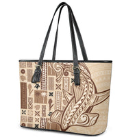 Samoa Tapa Leather Tote Bag Siapo Mix Tatau Patterns LT7 - Polynesian Pride