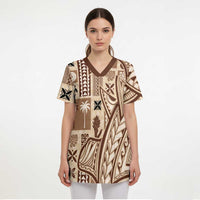 Samoa Tapa Scrub Top Siapo Mix Tatau Patterns LT7 - Polynesian Pride