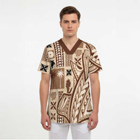 Samoa Tapa Scrub Top Siapo Mix Tatau Patterns LT7 - Polynesian Pride