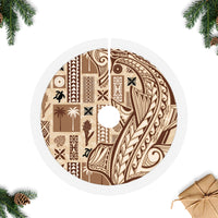Samoa Tapa Tree Skirt Siapo Mix Tatau Patterns LT7 Fringed Tree Skirts Beige - Polynesian Pride
