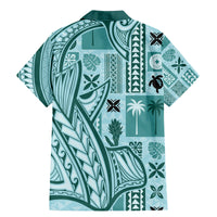 Samoa Tapa Family Matching Mermaid Dress and Hawaiian Shirt Siapo Mix Tatau Patterns - Teal LT7 - Polynesian Pride