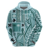 Samoa Tapa Hoodie Siapo Mix Tatau Patterns - Teal LT7 - Polynesian Pride