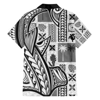 Samoa Tapa Family Matching Long Sleeve Bodycon Dress and Hawaiian Shirt Siapo Mix Tatau Patterns - White LT7 - Polynesian Pride
