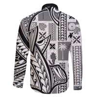 Samoa Tapa Family Matching Short Sleeve Bodycon Dress and Hawaiian Shirt Siapo Mix Tatau Patterns - White LT7 - Polynesian Pride