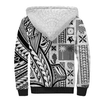 Samoa Tapa Sherpa Hoodie Siapo Mix Tatau Patterns - White LT7 - Polynesian Pride