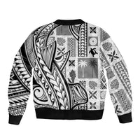 Samoa Tapa Sleeve Zip Bomber Jacket Siapo Mix Tatau Patterns - White LT7 - Polynesian Pride