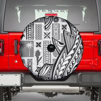 Samoa Tapa Spare Tire Cover Siapo Mix Tatau Patterns - White LT7 - Polynesian Pride