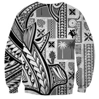 Samoa Tapa Sweatshirt Siapo Mix Tatau Patterns - White LT7 - Polynesian Pride