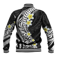 Hawaii Aloha Baseball Jacket Plumeria Vintage - Black LT7 - Polynesian Pride