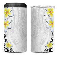 Hawaii Aloha 4 in 1 Can Cooler Tumbler Plumeria Vintage - White