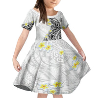 Hawaii Aloha Family Matching Puletasi Dress and Hawaiian Shirt Plumeria Vintage - White LT7 Daughter's Dress White - Polynesian Pride