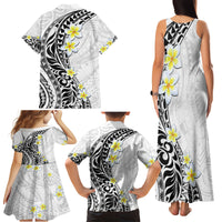 Hawaii Aloha Family Matching Tank Maxi Dress and Hawaiian Shirt Plumeria Vintage - White LT7 - Polynesian Pride