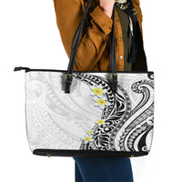 Hawaii Aloha Leather Tote Bag Plumeria Vintage - White LT7 - Polynesian Pride