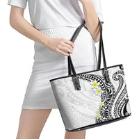 Hawaii Aloha Leather Tote Bag Plumeria Vintage - White LT7 - Polynesian Pride