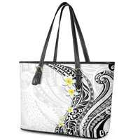Hawaii Aloha Leather Tote Bag Plumeria Vintage - White LT7 - Polynesian Pride