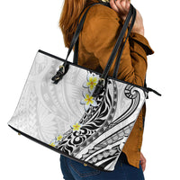 Hawaii Aloha Leather Tote Bag Plumeria Vintage - White LT7 - Polynesian Pride