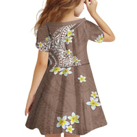 Hawaii Aloha Family Matching Long Sleeve Bodycon Dress and Hawaiian Shirt Plumeria Vintage - Brown LT7 - Polynesian Pride