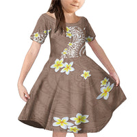 Hawaii Aloha Family Matching Mermaid Dress and Hawaiian Shirt Plumeria Vintage - Brown LT7 Daughter's Dress Brown - Polynesian Pride