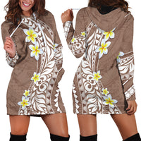 Hawaii Aloha Hoodie Dress Plumeria Vintage - Brown LT7 - Polynesian Pride