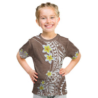 Hawaii Aloha Kid T Shirt Plumeria Vintage - Brown LT7 Brown - Polynesian Pride