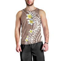 Hawaii Aloha Men Tank Top Plumeria Vintage - Brown LT7 - Polynesian Pride