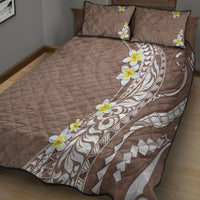 Hawaii Aloha Quilt Bed Set Plumeria Vintage - Brown LT7 - Polynesian Pride