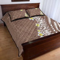 Hawaii Aloha Quilt Bed Set Plumeria Vintage - Brown LT7 - Polynesian Pride