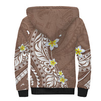 Hawaii Aloha Sherpa Hoodie Plumeria Vintage - Brown LT7 - Polynesian Pride