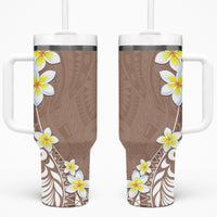 Hawaii Aloha Tumbler With Handle Plumeria Vintage - Beige