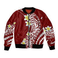 Hawaii Aloha Bomber Jacket Plumeria Vintage - Crimson LT7 Unisex Crimson - Polynesian Pride
