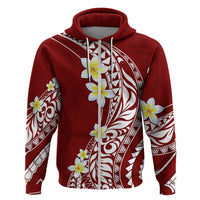 Hawaii Aloha Hoodie Plumeria Vintage - Crimson LT7 Zip Hoodie Crimson - Polynesian Pride