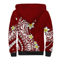 Hawaii Aloha Sherpa Hoodie Plumeria Vintage - Crimson LT7 - Polynesian Pride
