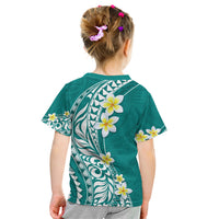Hawaii Aloha Kid T Shirt Plumeria Vintage - Teal LT7 - Polynesian Pride