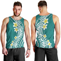 Hawaii Aloha Men Tank Top Plumeria Vintage - Teal LT7 - Polynesian Pride
