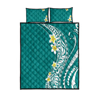 Hawaii Aloha Quilt Bed Set Plumeria Vintage - Teal LT7 Teal - Polynesian Pride