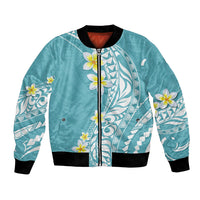 Hawaii Aloha Bomber Jacket Plumeria Vintage - Turquoise LT7 Unisex Turquoise - Polynesian Pride