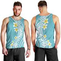 Hawaii Aloha Men Tank Top Plumeria Vintage - Turquoise LT7 - Polynesian Pride