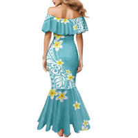 Hawaii Aloha Mermaid Dress Plumeria Vintage - Turquoise LT7 - Polynesian Pride