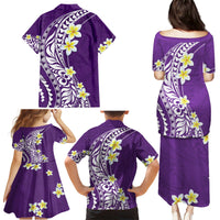 Hawaii Aloha Family Matching Puletasi Dress and Hawaiian Shirt Plumeria Vintage - Violet LT7 - Polynesian Pride