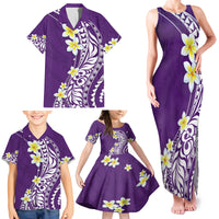 Hawaii Aloha Family Matching Tank Maxi Dress and Hawaiian Shirt Plumeria Vintage - Violet LT7 - Polynesian Pride