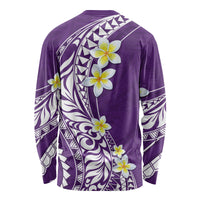 Hawaii Aloha Long Sleeve Shirt Plumeria Vintage - Violet LT7 - Polynesian Pride
