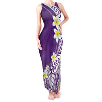 Hawaii Aloha Tank Maxi Dress Plumeria Vintage - Violet LT7 Women Violet - Polynesian Pride