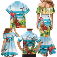 Aloha Honolulu Festival Family Matching Mermaid Dress and Hawaiian Shirt Ukulele By The Shore
