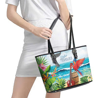 Aloha Honolulu Festival Leather Tote Bag Ukulele By The Shore