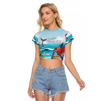 Aloha Honolulu Festival Raglan Cropped T Shirt Ukulele By The Shore LT7 Female Art - Polynesian Pride