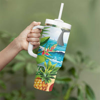 Aloha Honolulu Festival Tumbler With Handle Ukulele By The Shore