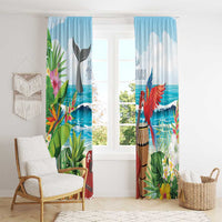 Aloha Honolulu Festival Window Curtain Ukulele By The Shore