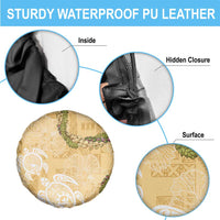 Aloha Honolulu Festival Spare Tire Cover Hawaii Kapa Mix Flowers Lei