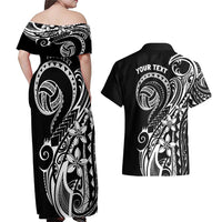 Polynesia Beach Volleyball Personalized Couples Matching Off Shoulder Maxi Dress and Hawaiian Shirt Basic