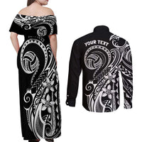 Polynesia Beach Volleyball Personalized Couples Matching Off Shoulder Maxi Dress and Long Sleeve Button Shirt Basic